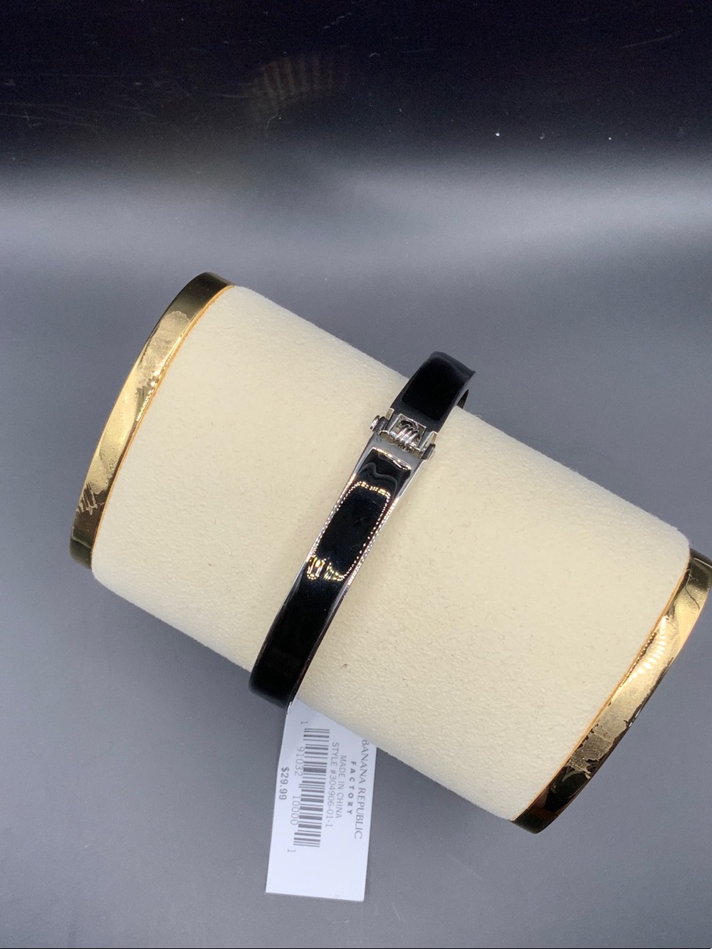 Banana Republic Black Patent Leather Bracelet with Silver Buckle